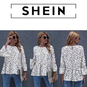 SHEIN Monochrome Patterned Blouse